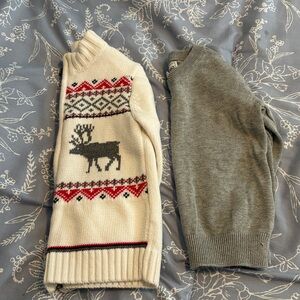 Cream Reindeer Cardigan and Gray Sweater Set